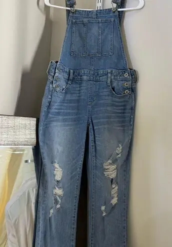 Arizona Jeans Arizona Jean Company Blue Distressed Denim Overalls