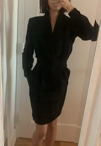 Valentino Garavani Vintage 80s Valentino strong shoulder black dress