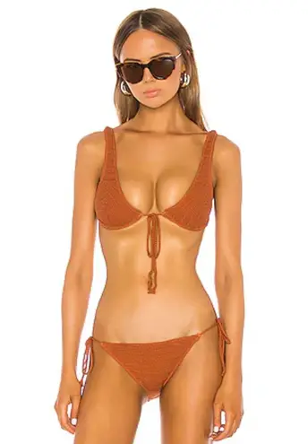 LPA Crochet Mystique Bikini Set in Rusty Orange Medium Top Small Bottoms