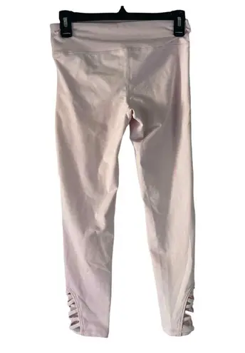 Mono B Women's Size Small Pink Cropped Criss Cross Cut Bottom Leggings