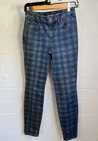 Blue Skinny Jeans with Plaid Pattern Size 0