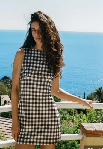 With Jean Cassia Dress Womens XL Green White Gingham Check Sleeveless Mini