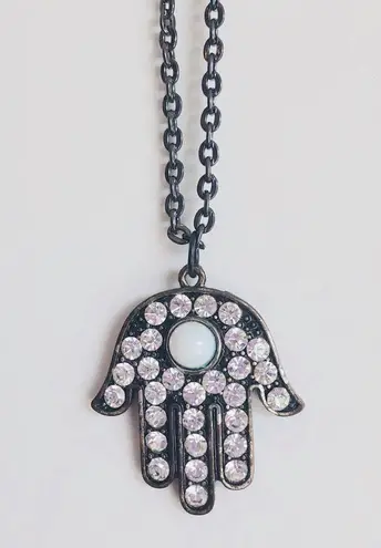 HAMSA HAND | Hamsa Hand Necklace Black