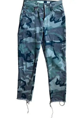 RE/DONE  Originals High Rise Ankle Crop Raw Hem Camo Size 24