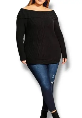 City Chic NWT Yellow Gold Plus Scoop Me Up Off The Shoulder Sweater - Large/20