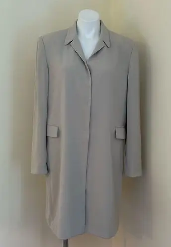 JOHN MEYER OF NORWICH Beige Long Coat & 2 Big Pockets Reverse Hiden Buttons.Sz L Size L
