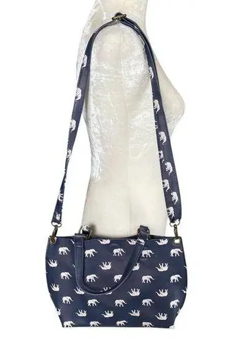 Women's blue and white elephant pattern shoulder bag handbag bag