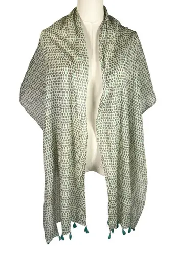 Rock Flower Paper Scarf Cotton Blue Tassel Lightweight Wrap Shawl Boho