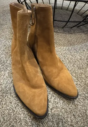 Schutz Brown Suede Leather Zip Ankle Boots Womens Size 9 B