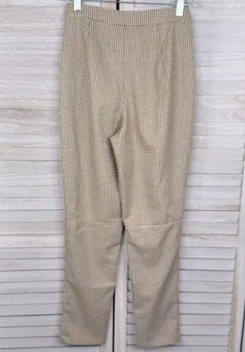 LULUS Beige Houndstooth Tapered Leg Dress Pants with Zip Bottom