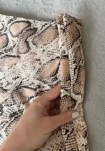 Lucy Paris Neutral Snake Print Midi Skirt