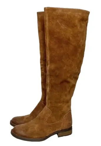 Born Boots Size 5.5 Borman Distressed Brown Suede Leather Tall Back Zip Boot Brown