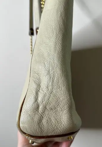 Vintage BALLY Large Ivory/Brown Leather Shoulder Bag