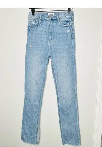 Pistola Light Wash Denim High Rise Distressed Raw Split Hem Jeans Size 28