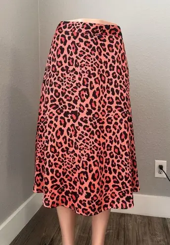 Worthington Size 16 Cheetah Leopard Animal Print Skirt Coral Pink & Black NWT