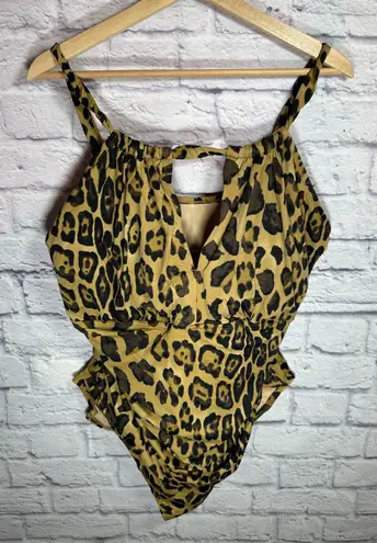 Lauren Ralph Lauren brown cheetah print one piece bathing suit women’s size 22W Black