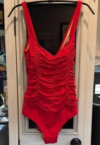 Peter Nygard Red Ruched One-Piece Swimsuit