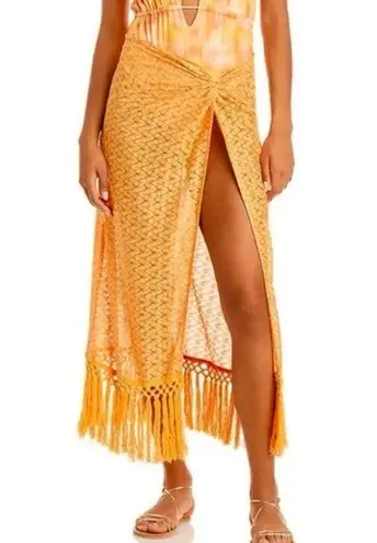 Ramy Brook Gaia Metallic Faux Wrap Boho Maxi Skirt Coverup Size L NWT