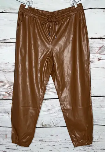 Nine West  Jeans NWT Size XL Camel Brown Faux Leather Pull On Jogger Pants - Image 1