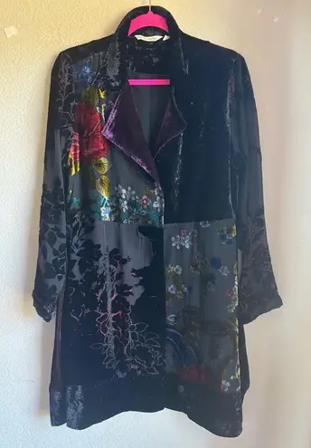Soft Surroundings Lisette Floral Velvet Burnout Chiffon Tunic Length Jacket M - Image 1