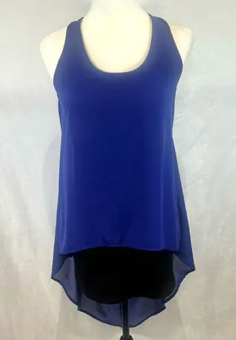 Unique blue and black racerback bodycon chiffon tunic top size small