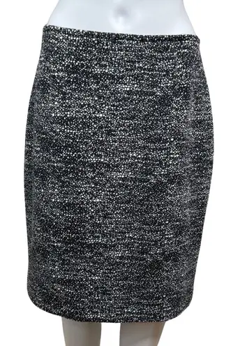 Tahari Skirt Womens 8 Black White Marled Pencil Casual Business Office Preppy