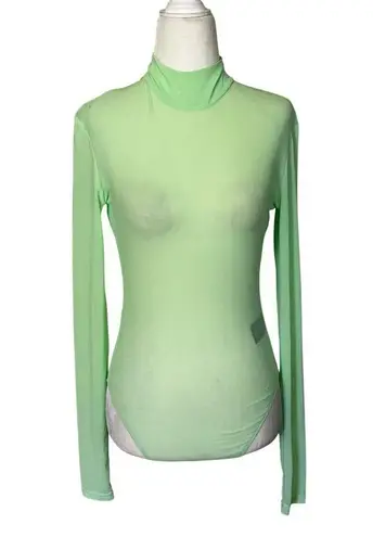 David Koma Long Sleeve Mesh Bodysuit in Mint UK 10 New Womens Long Sleeve Top Green Size 6