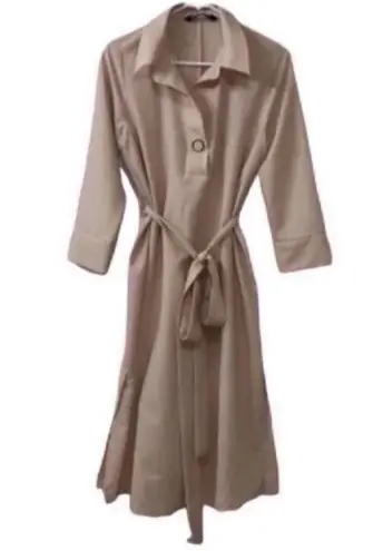 ZARA  MIDI Belted Beige Dress(Size M-L)