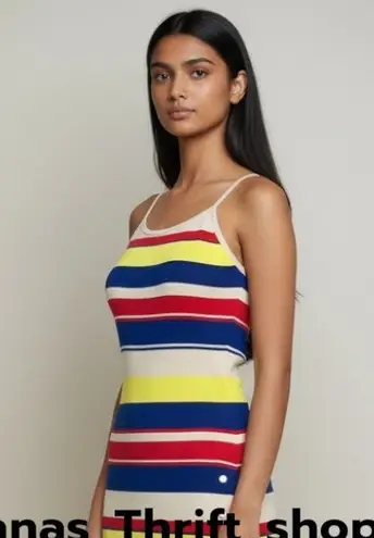 Hot & Delicious womens medium multi-color striped maxi dress snap button skirt - Image 1