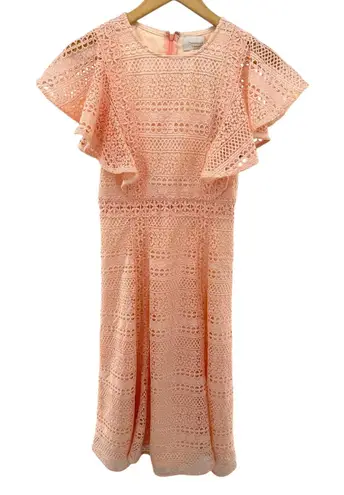 Champagne & Strawberry Jane Choi Lace Flutter Sleeve Midi Dress Women S Pink