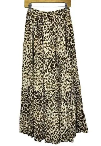 Painted Pony Tiered Maxi Skirt OS Animal Print Festival 90s Broomstick Boho Y2K Brown Size undefined