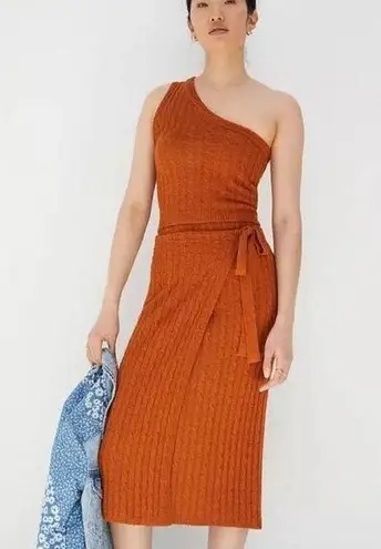 Current Air Anthropologie Ribbed Knit Skirt Rust Orange Brown Medium Petite