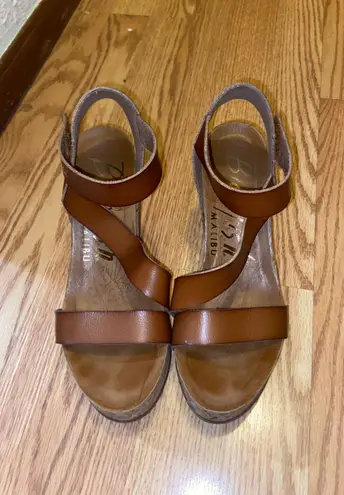 blowfish Brown Leather Wedges