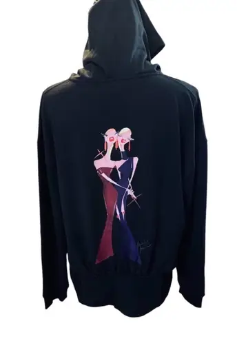 Badgley Mischka Black Avant Gard Zip Up Hoodie Size Large