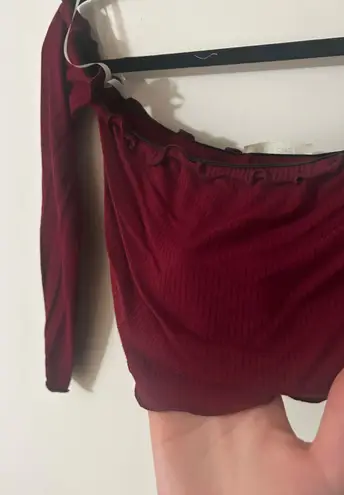 Maroon Off The Shoulder Crop Top Red