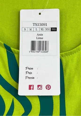 Coline Size 3XL Lime Green with Multicolored Designs Tank Top New With T…