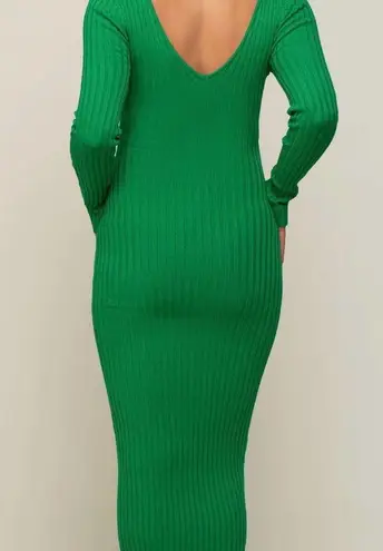 Dress Forum Maternity Green Ribbed Long Sleeve V-Neck Bodycon Dress