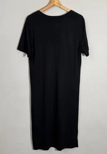 Michael Stars Sandra V-Neck T-Shirt Midi Dress Women's Small Black Casual Travel