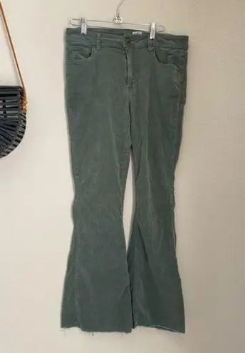 Rocking C Green Corduroy Flare Bell Bottoms, Size 30