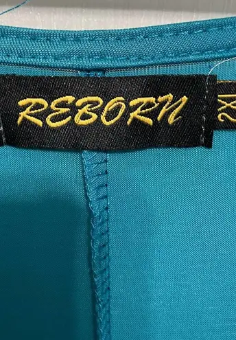 Reborn Cowl Neck Midi Dress Teal Paisley Size 2XL