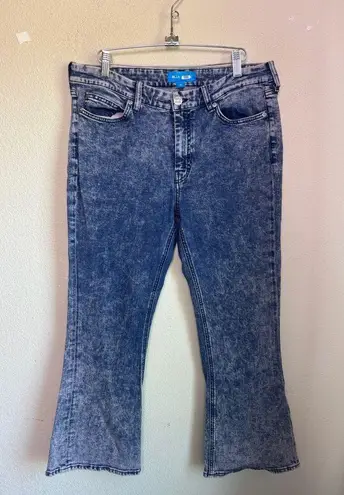 M.i.h. Anthropologie Marty Fluffy Pink Acid Wash Cropped Flare Jeans 32 Blue