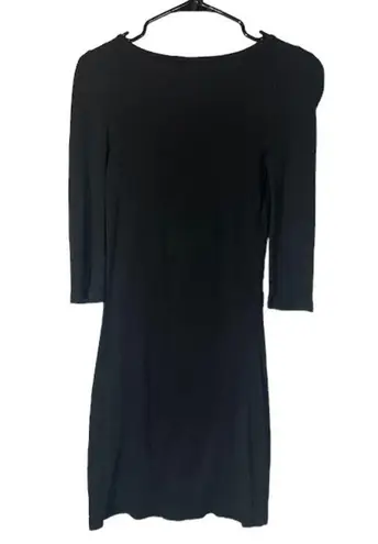 Prairie Underground Black Long Sleeve Layered Front Bodycon Dress Women Sz S