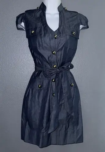 EXPRESS Navy Blue Button Down Mini Denim Style Dress Womens XS - Small 0