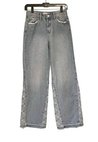 Vervet Flying Monkey High Rise Wide Leg Frayed Hem Jeans, Sz 25