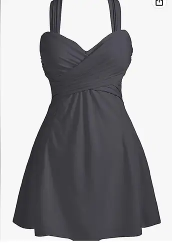 COCOPEAR Women's Elegant Crossover One Piece Swimdress Floral Skirted Sw… Black Size 3X