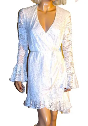 Hot as Hell Floral Ivory Lace Wrap Dress S