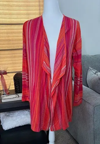 J Jill Striped Open Front Cardigan Sweater Size M Pink Size M