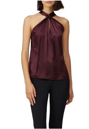 Parker  Deep Purple Dallas Silk Halter Cutout Bow Top
