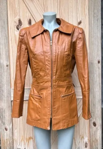 Vintage 70s Animal Crackers Camel Tan Genuine Leather Boho Hippy Jacket~M~