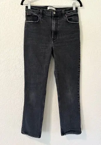 Abercrombie & Fitch Ankle Straight Ultra High Rise Jeans in Washed Black Size 27